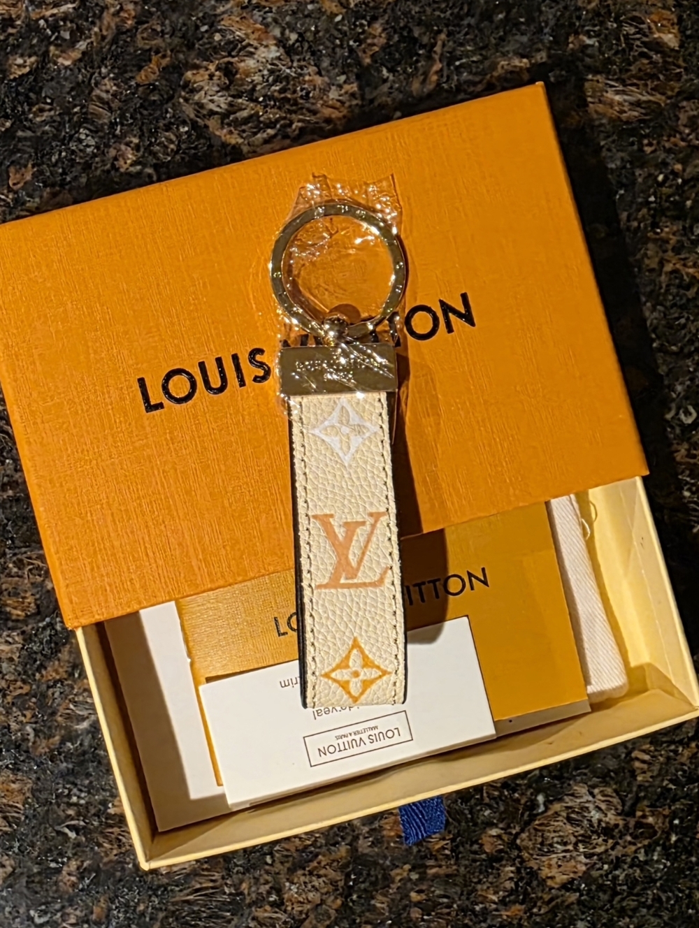 Monogram Key Chain w/Box - Cream - Picture 2 of 2